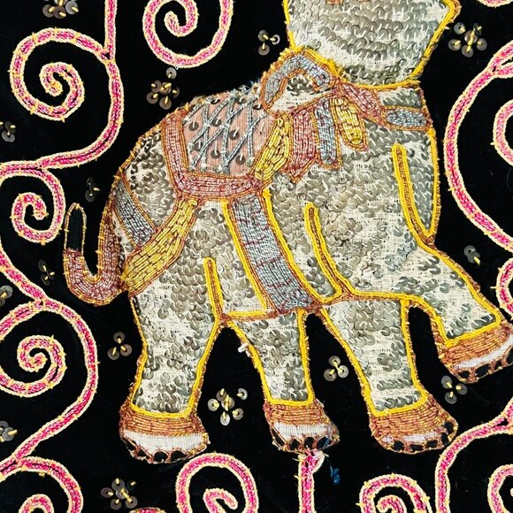 Vtg Rico International Vest Sequined Elephant Boho Womens M/L Festival Beaded - Picture 5 of 13